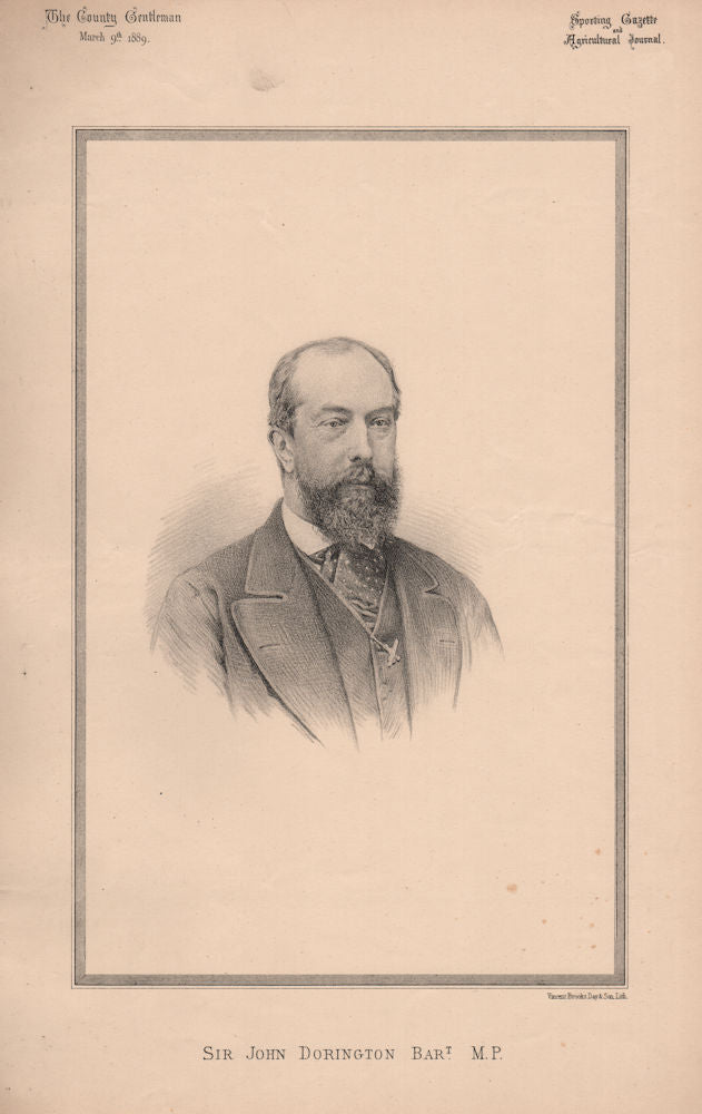 Sir John Dorington Bart. M.P 1889 old antique vintage print picture